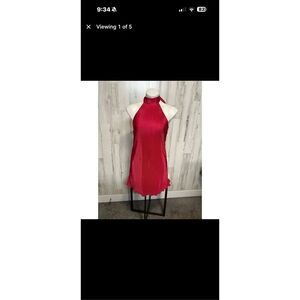 Rolla Coster Red Ribbed Halter Mini Dress Size Small NWT Stretch Bodycon